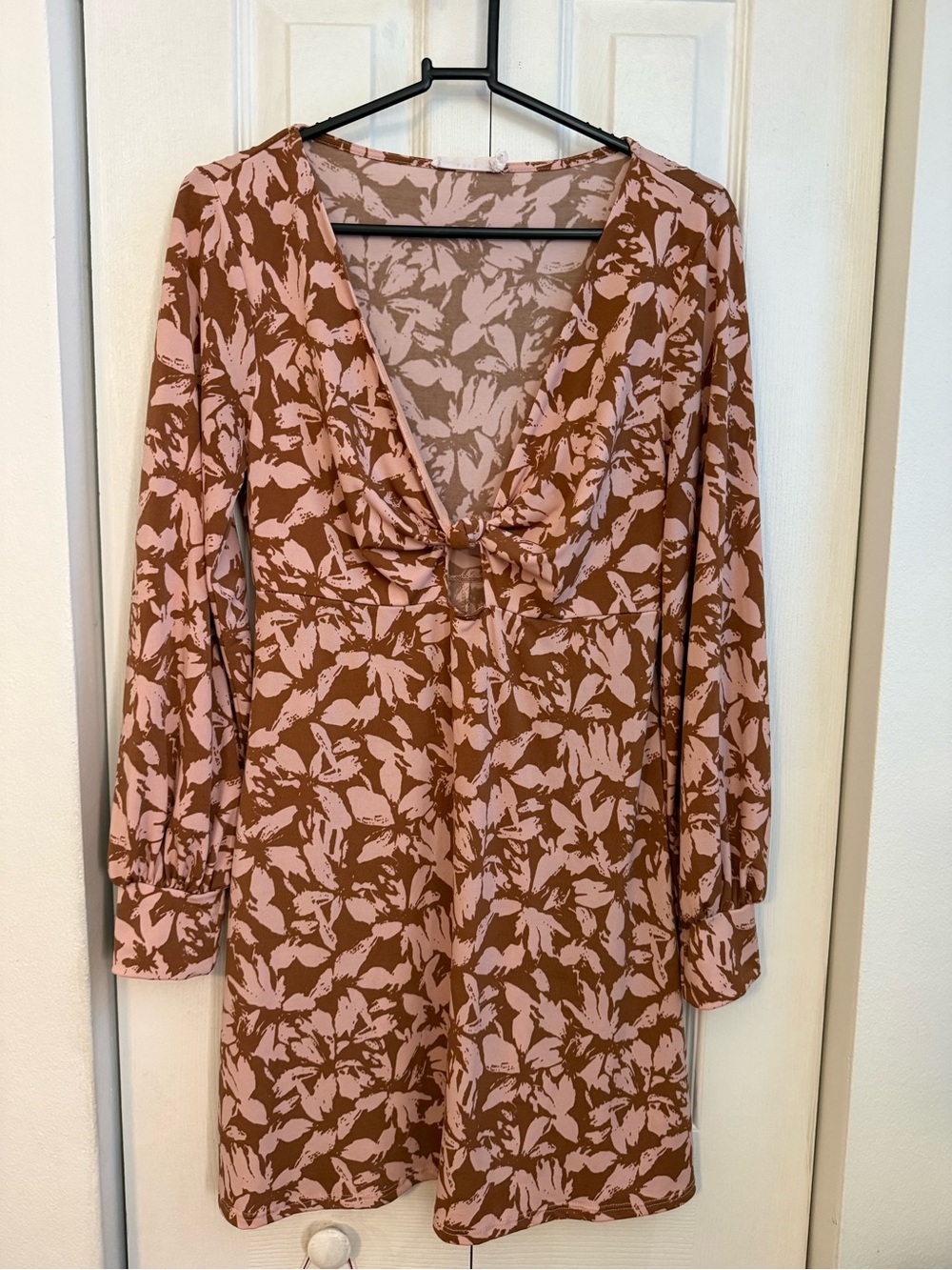 Lush Pink and Brown Floral Midi Dress